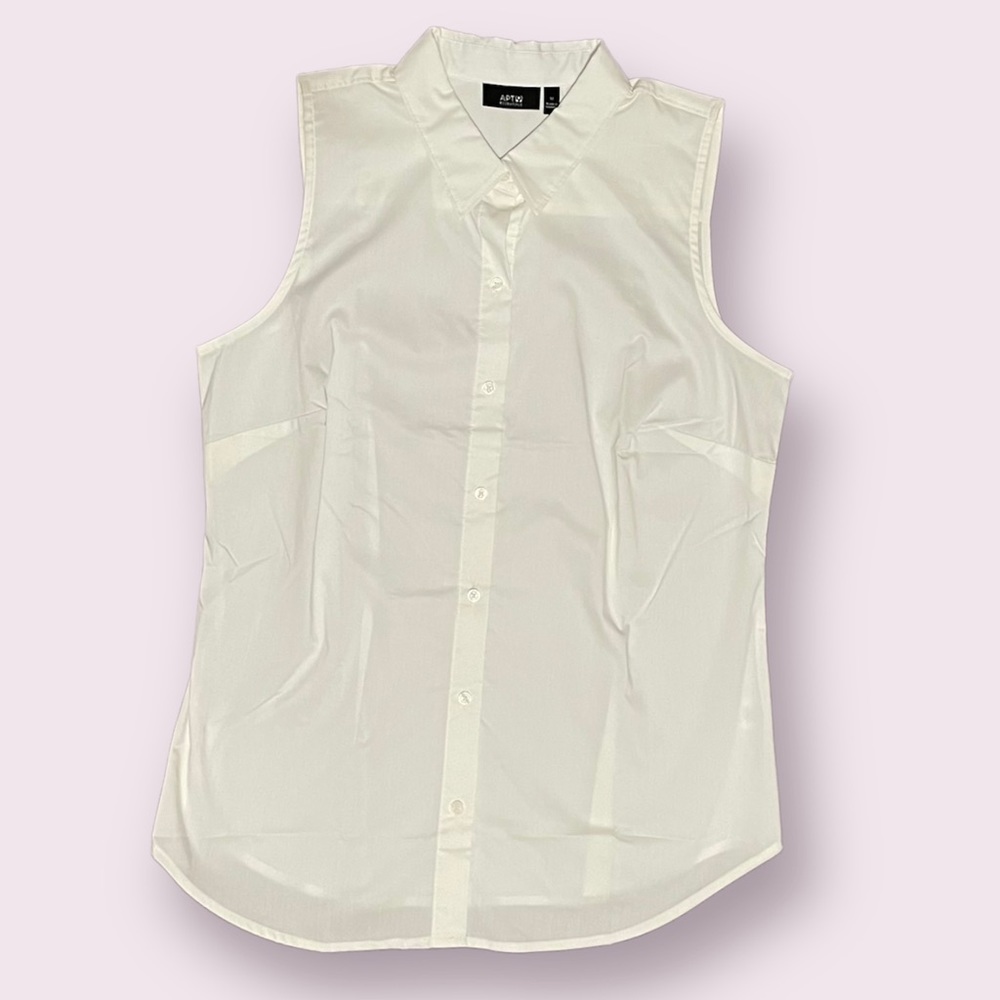 Apt. 9 Essentials Off-White Sleeveless Button down dress top - Size Medium